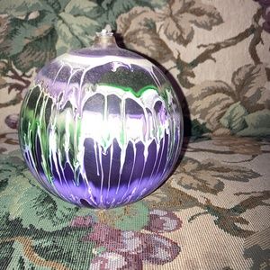 oil lamp , glass, purple and white